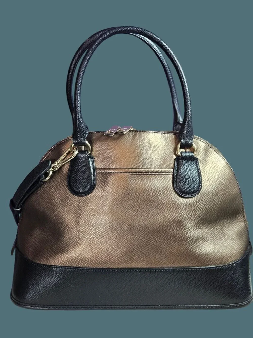 Coach Leather Metallic Bronze Cora Domed Satchel Crossbody Bag